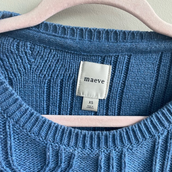 Anthropologie Maeve Colorblock Cable Knit Sweater Oversized Pink Blue Burgundy - Picture 9 of 11